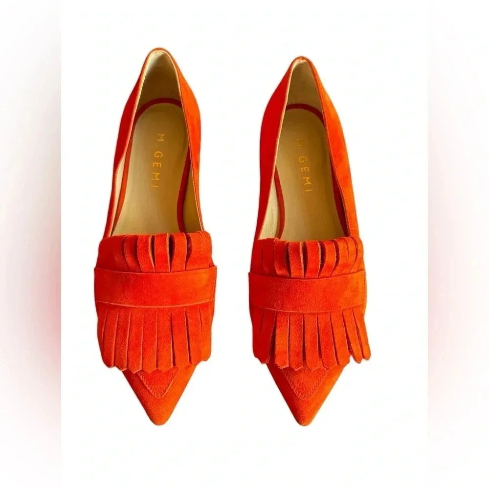 M. Gemi Pointed Fringe Slip On Suede Burnt Orange Size 35 - Picture 8 of 12
